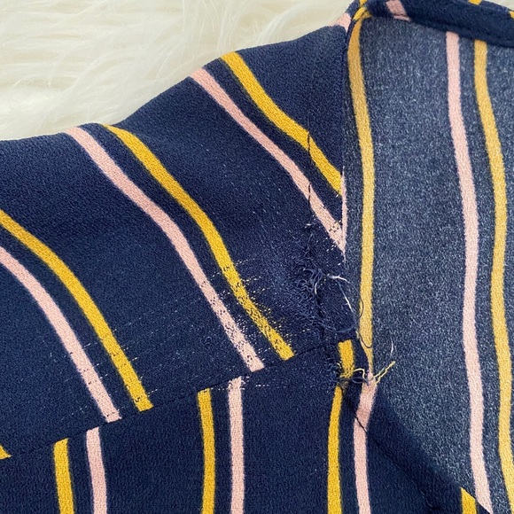 Halogen Navy Blue Yellow Striped Short Sleeve Slim Leg Jumpsuit Nordstrom - Picture 8 of 9